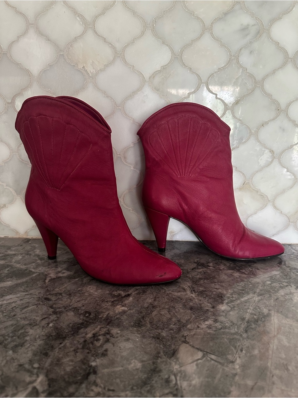 Colcci Pink Leather Western Ankle Booties Size 7 / EU 38 Made in Brazil - Picture 5 of 10